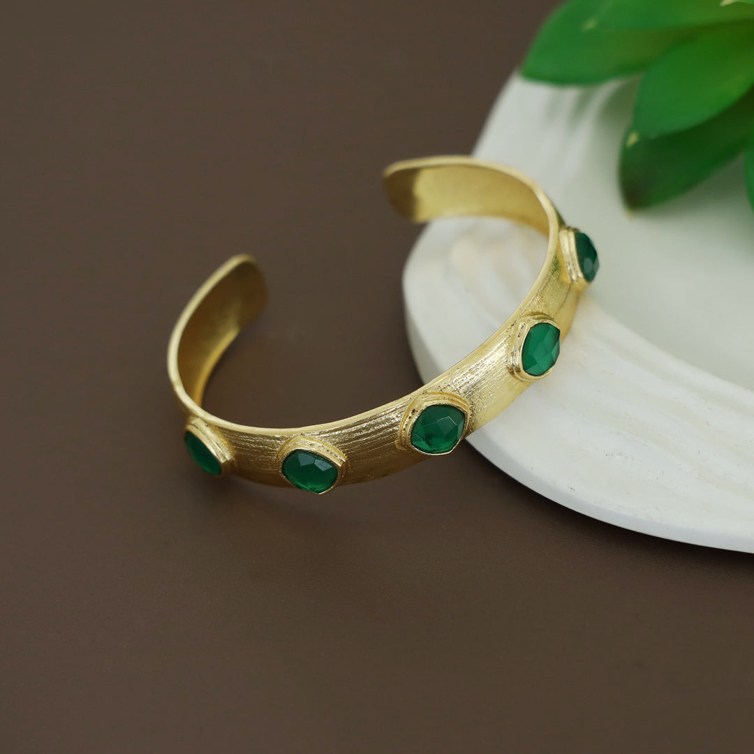 Tenzin Golden Textured Stone Bangle