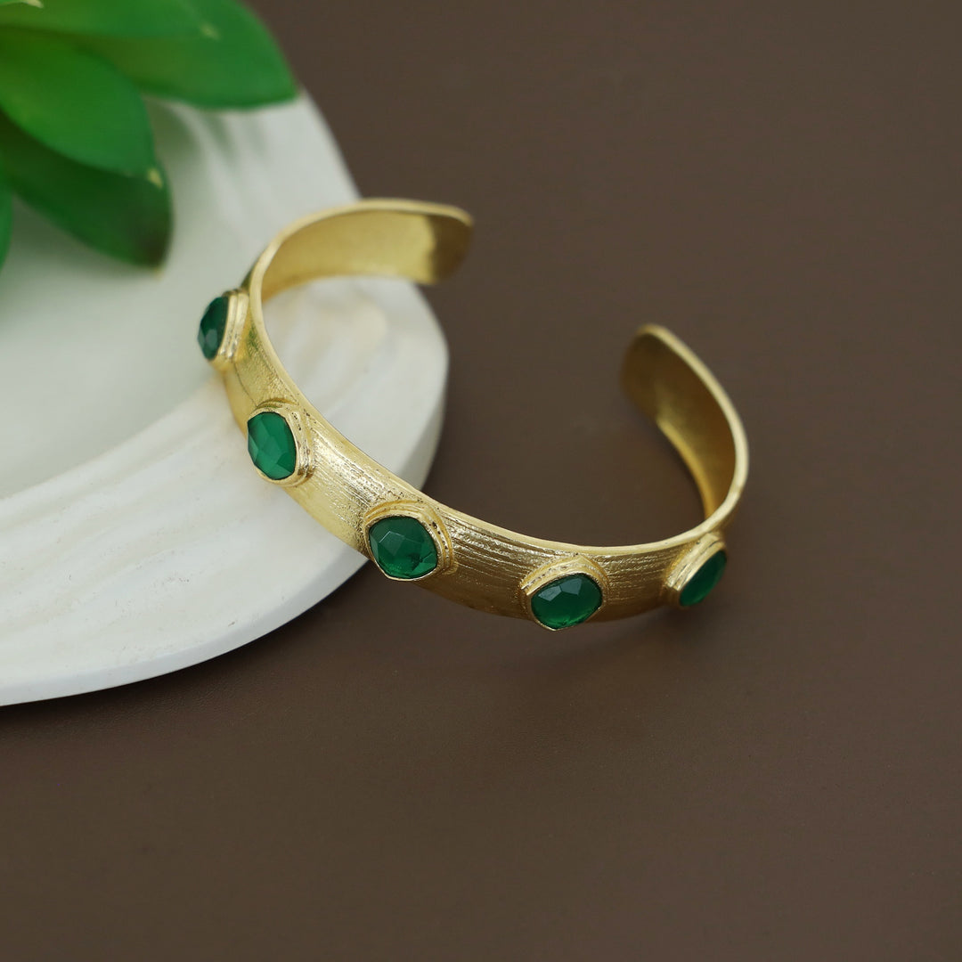 Tenzin Golden Textured Stone Bangle