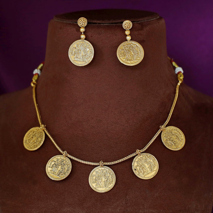 Vasudha Radha Krishna Reversible Kashi Neckpiece With Earring