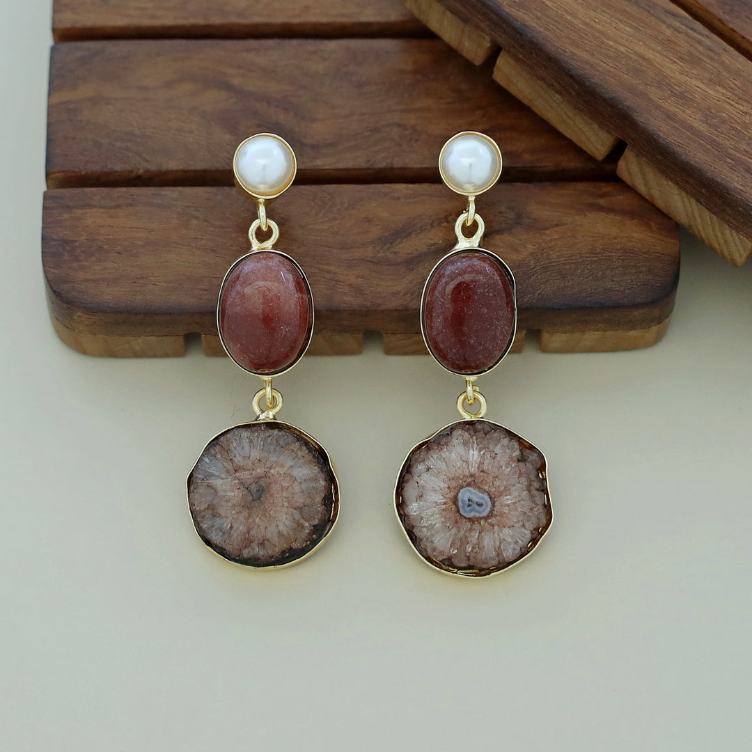 Alyn Pearl Solar Agate Earring