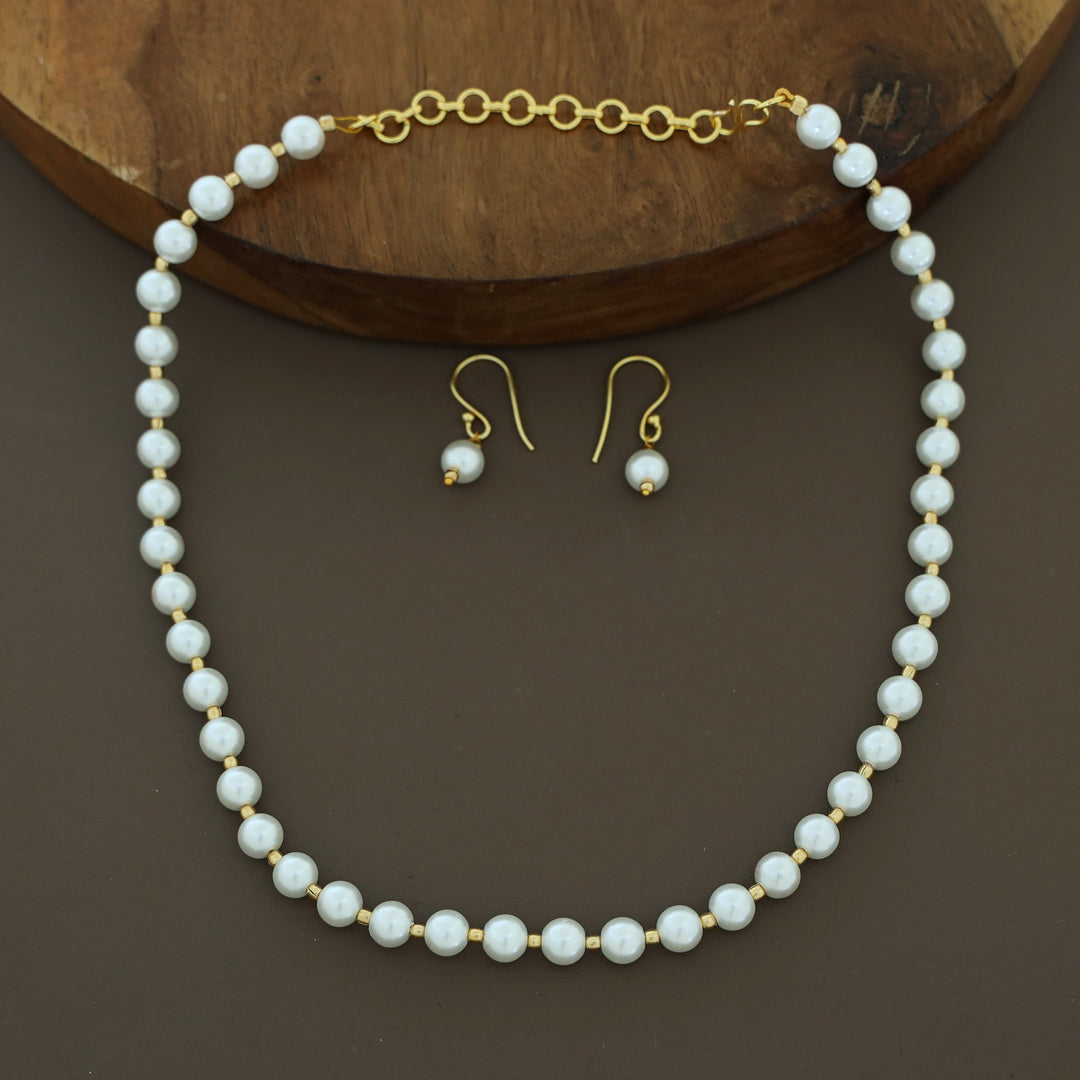 Mini Belladonna Pearl Neckpiece With Earring ( Pearl Size 8 mm )