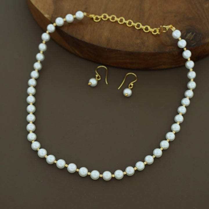 Mini Belladonna Pearl Neckpiece With Earring ( Pearl Size 8 mm )