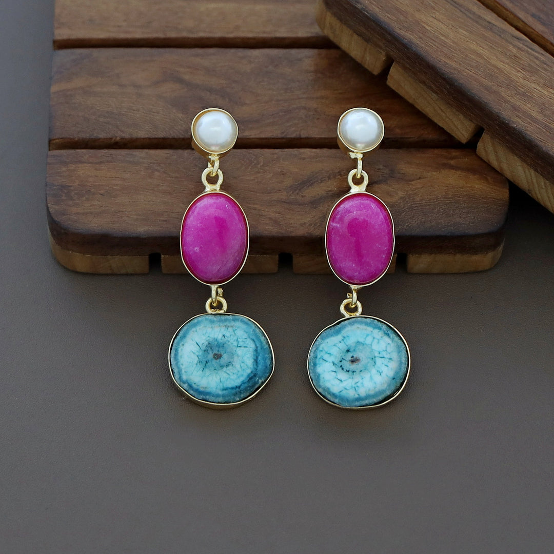 Alyn Pearl Solar Agate Earring