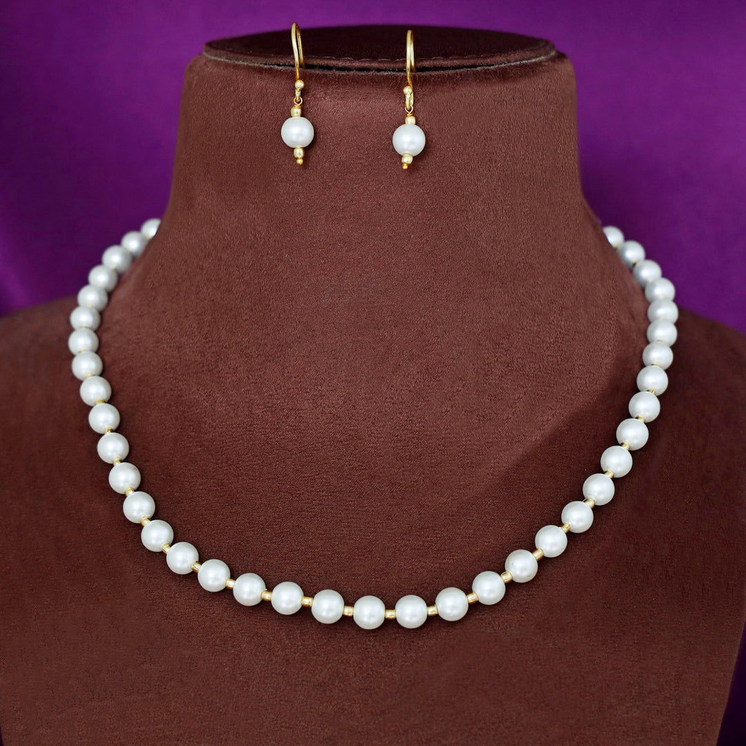 Mini Belladonna Pearl Neckpiece With Earring ( Pearl Size 8 mm )