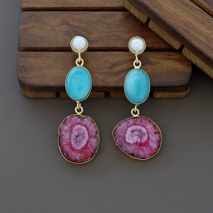 Alyn Pearl Solar Agate Earring