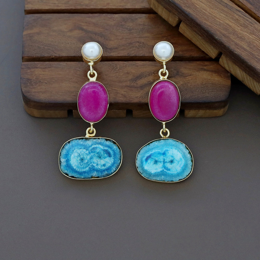 Alyn Pearl Solar Agate Earring