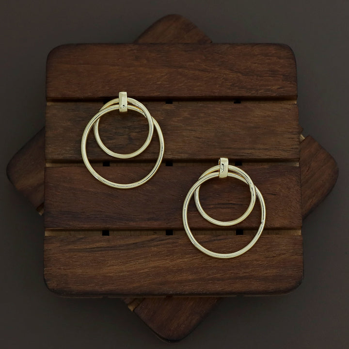 Golden Dual Circle Earring
