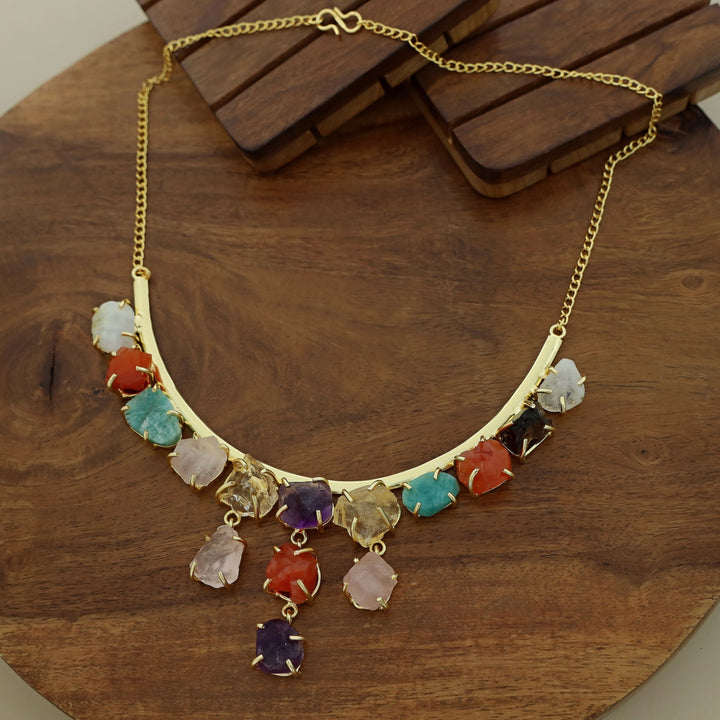 Faye Multicolour Raw Stone Claw Neckpiece
