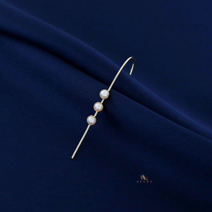 Golden Tri Pearl Ear-Cuff (Single Piece)
