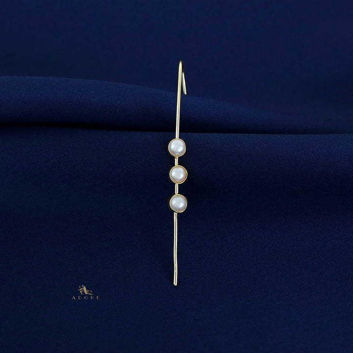 Golden Tri Pearl Ear-Cuff (Single Piece)