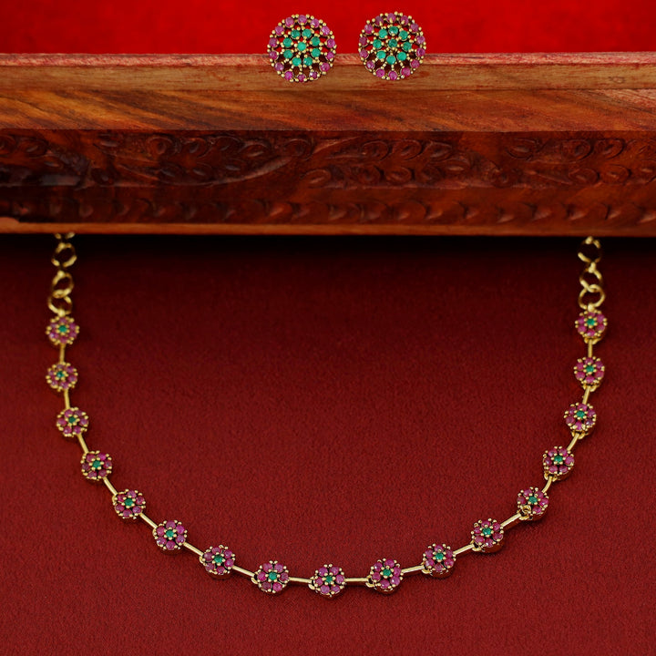Sayali Flower AD Neckpiece With Stud