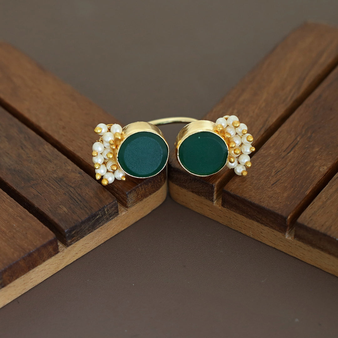 Heidi Raw Stone Cluster Pearl Ring