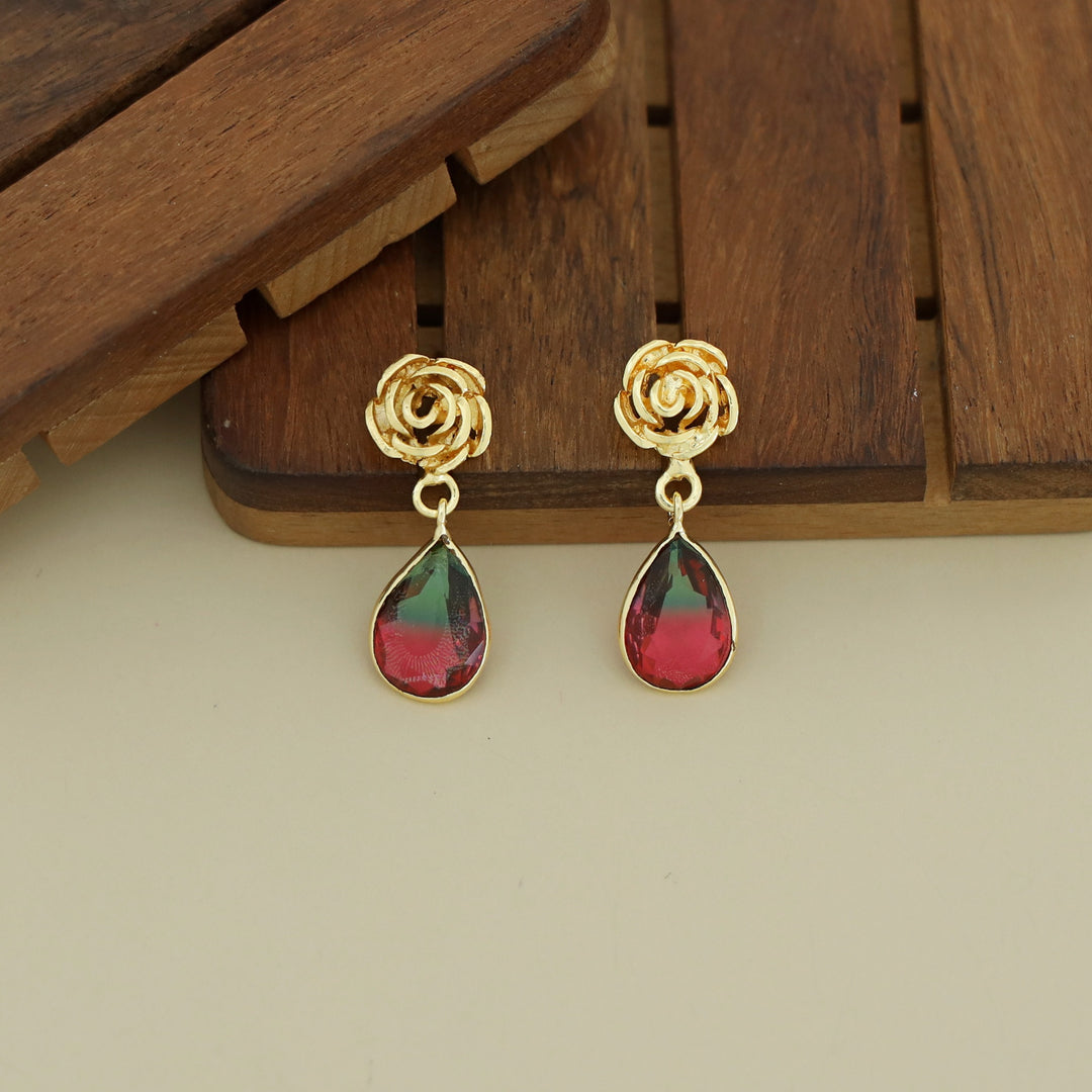 Rosette Drop Glossy Earring