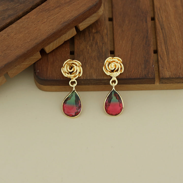 Rosette Drop Glossy Earring