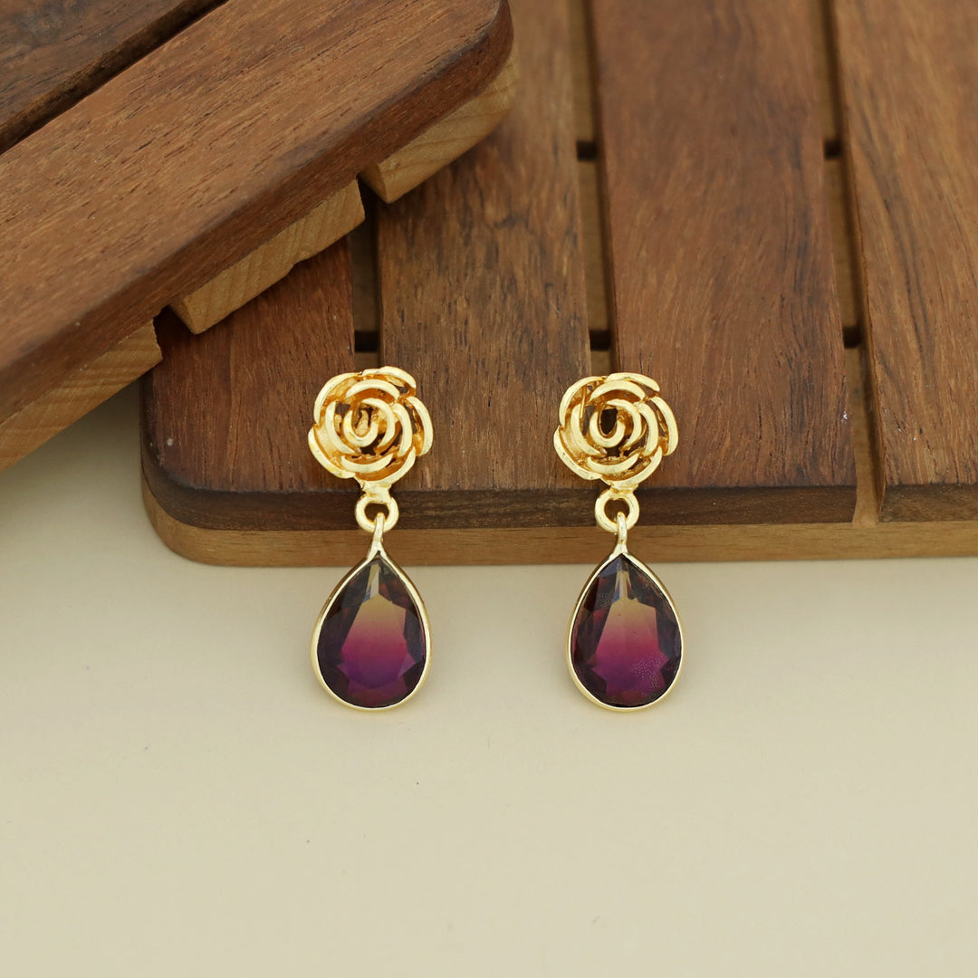 Rosette Drop Glossy Earring