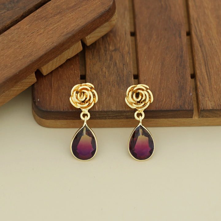 Rosette Drop Glossy Earring