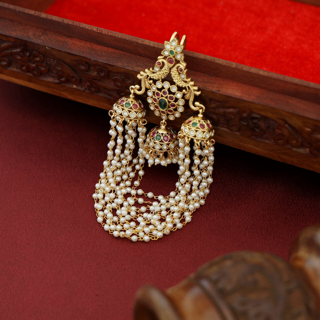 Madhvika Myura Layered Pearl Hair Brooch