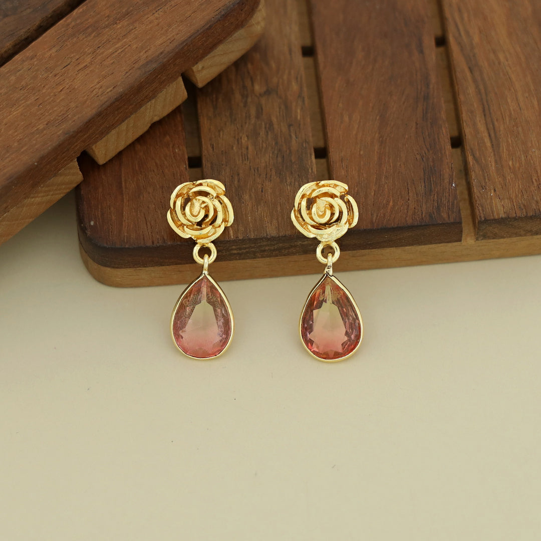 Rosette Drop Glossy Earring