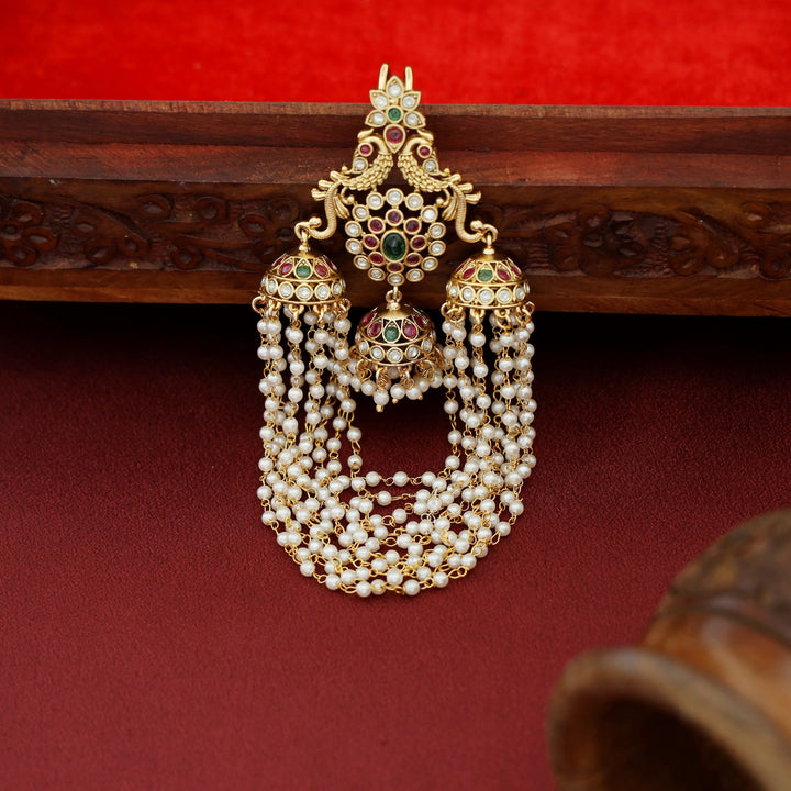 Madhvika Myura Layered Pearl Hair Brooch