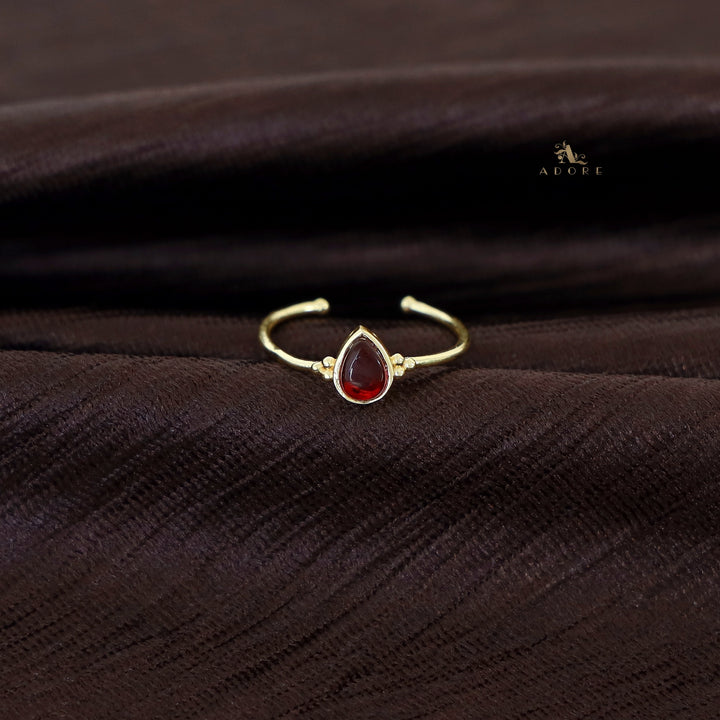 Golden Glossy Rain Drop Ring