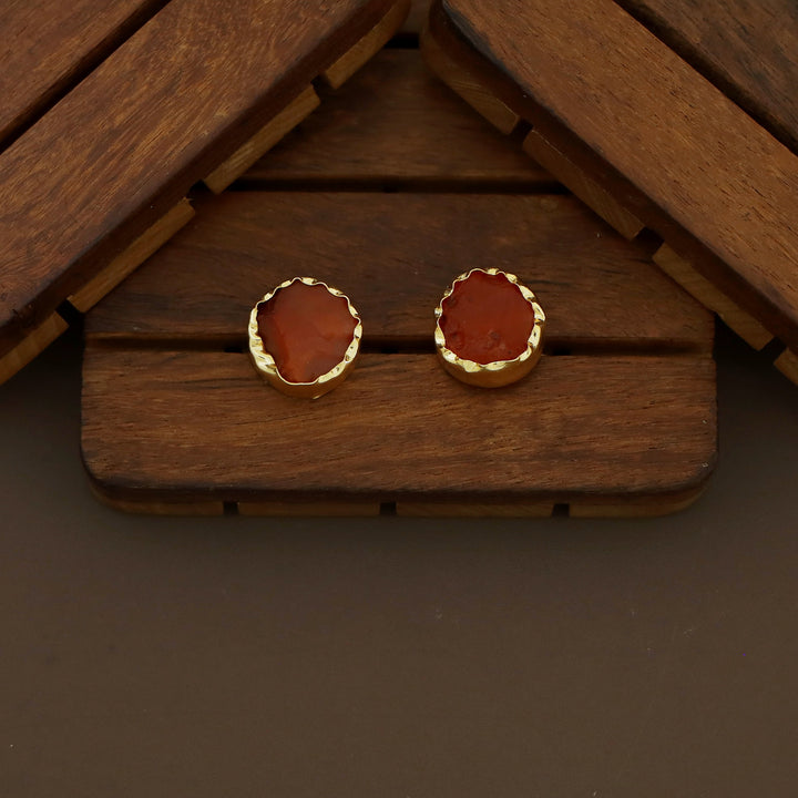 Monica Wired Circle + Square Raw Stone Short Neckpiece With Stud