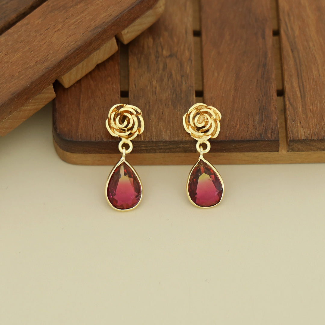 Rosette Drop Glossy Earring