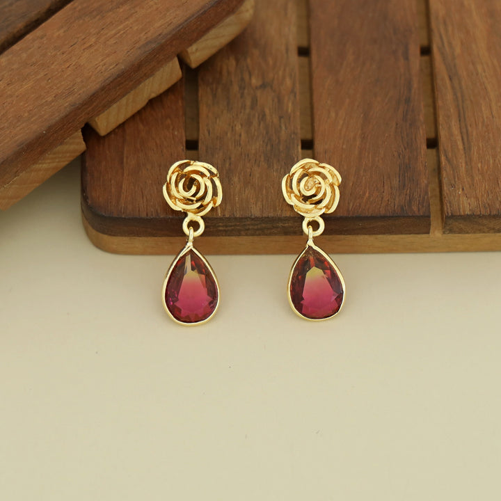 Rosette Drop Glossy Earring