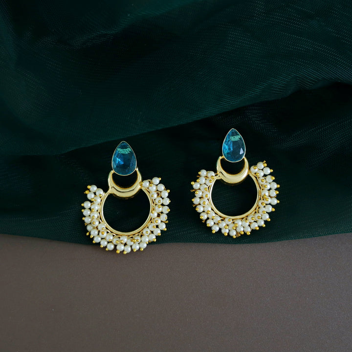 Drop Golden Moon Cluster Pearl Earring