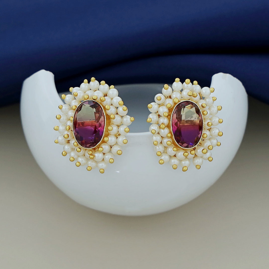Ahelia Glossy Oval Cluster Pearl Earring