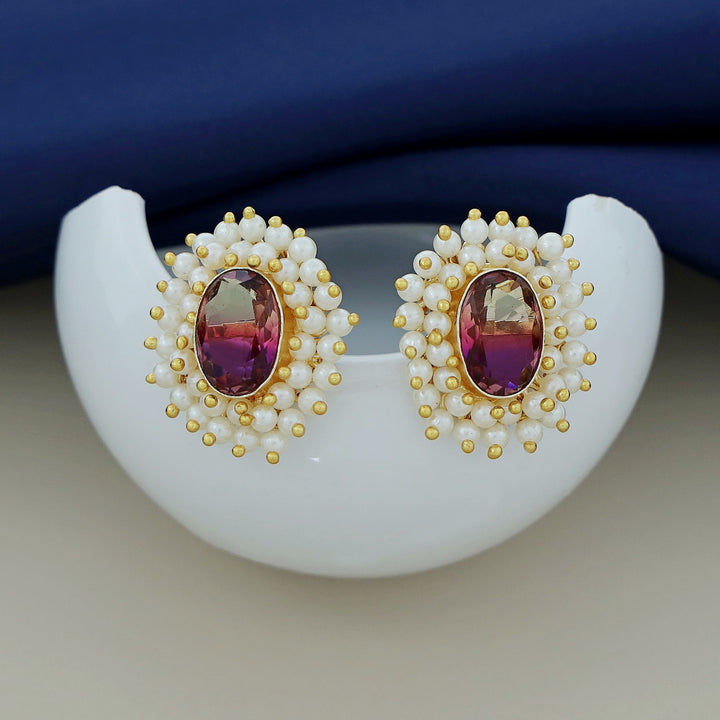 Ahelia Glossy Oval Cluster Pearl Earring