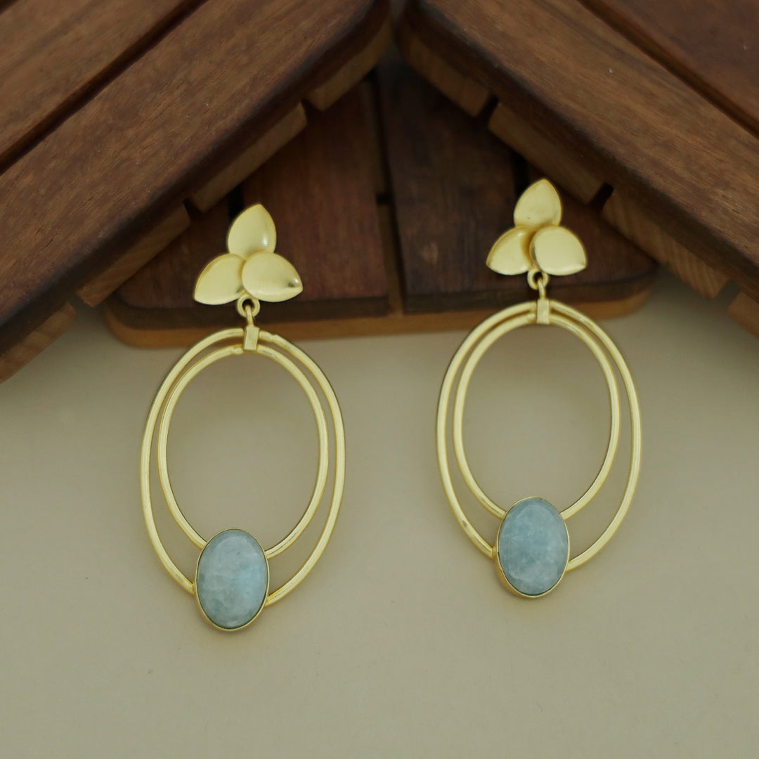 Ameya Tri Leaf Dual Oval Glossy Earring