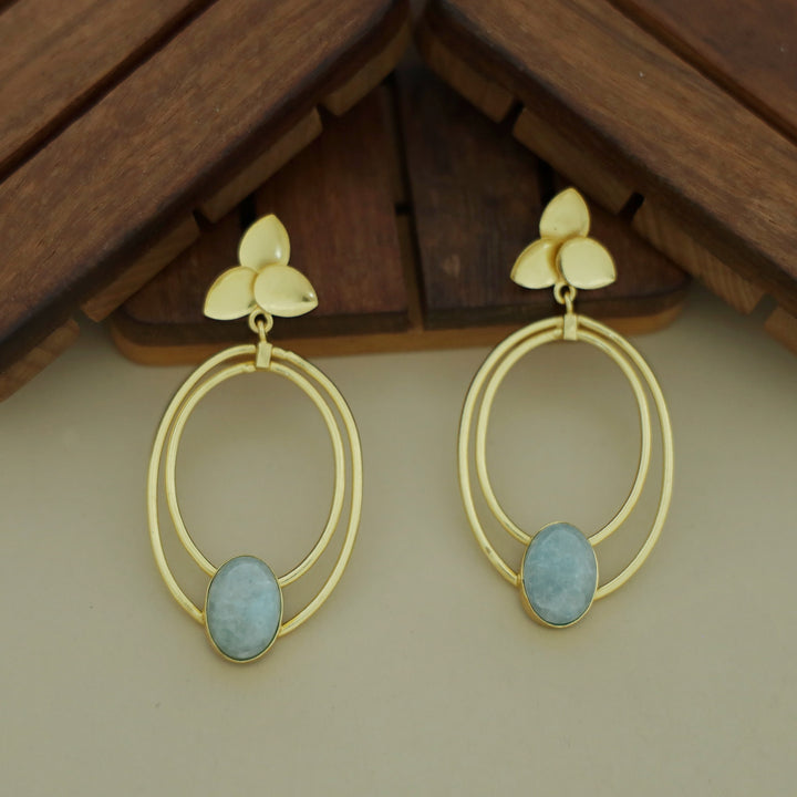 Ameya Tri Leaf Dual Oval Glossy Earring