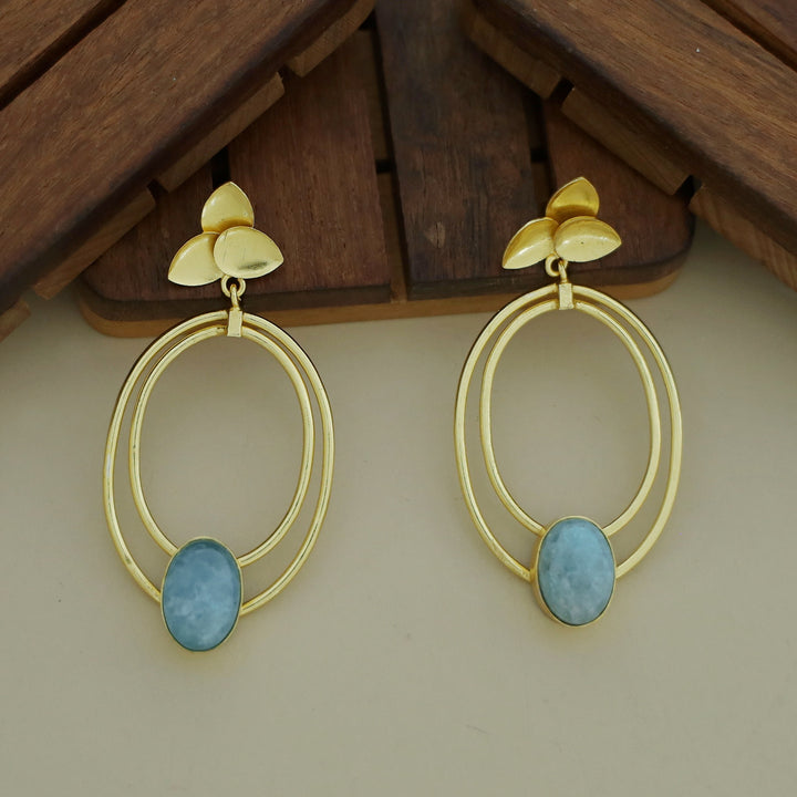 Ameya Tri Leaf Dual Oval Glossy Earring