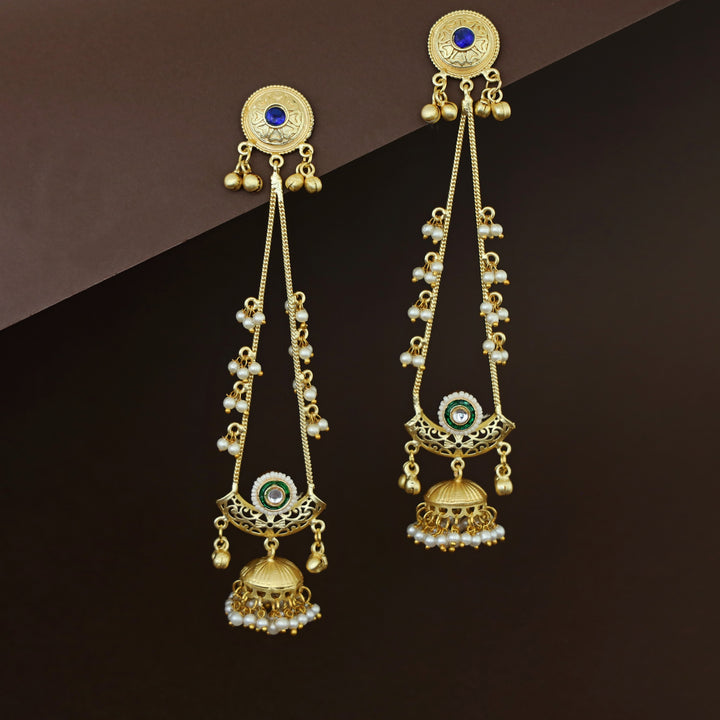 Baisakhi Ghunguroo Pearl Kashmiri Hanging Jhumka
