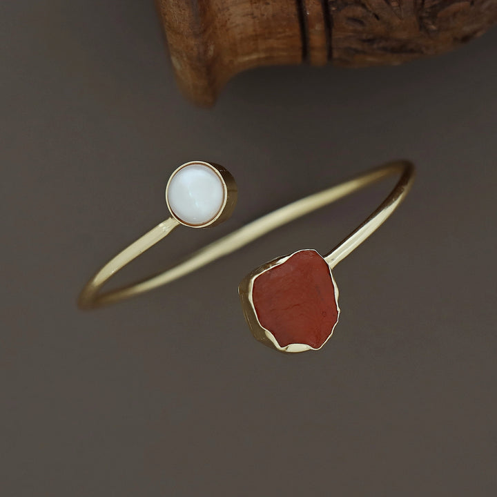 Libra Dyed & Raw Stone + Pearl Bangle