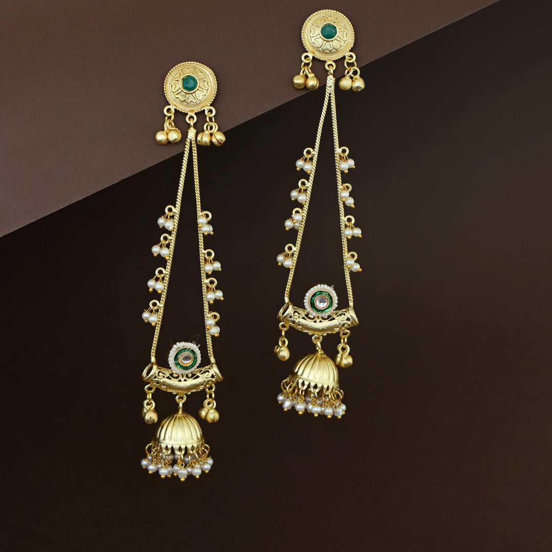 Baisakhi Ghunguroo Pearl Kashmiri Hanging Jhumka