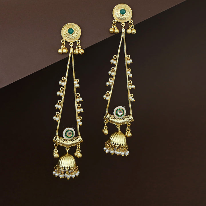 Baisakhi Ghunguroo Pearl Kashmiri Hanging Jhumka