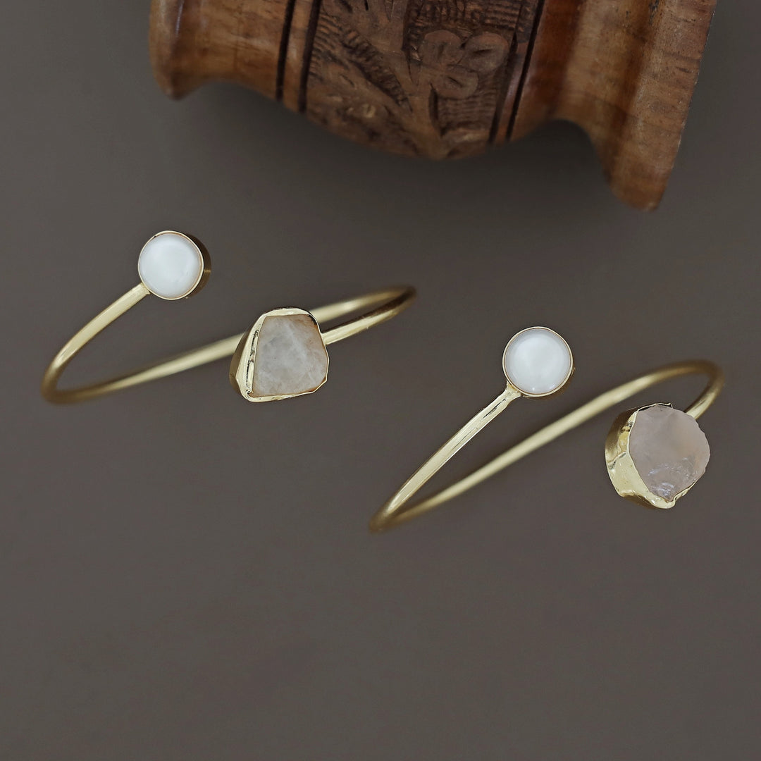 Libra Dyed & Raw Stone + Pearl Bangle