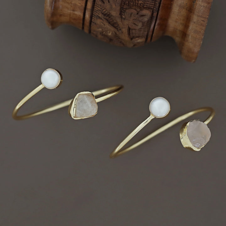 Libra Dyed & Raw Stone + Pearl Bangle
