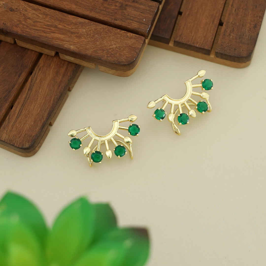 Elsie Half Circle Glossy Rays Ear-Cuff (Set Of 2)