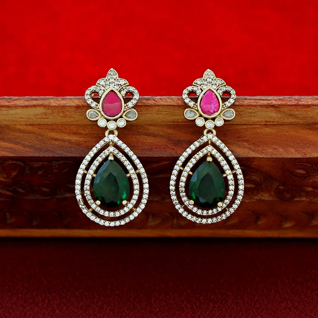 Airavath AD Stone Stiff Wing Neckpiece With Earring