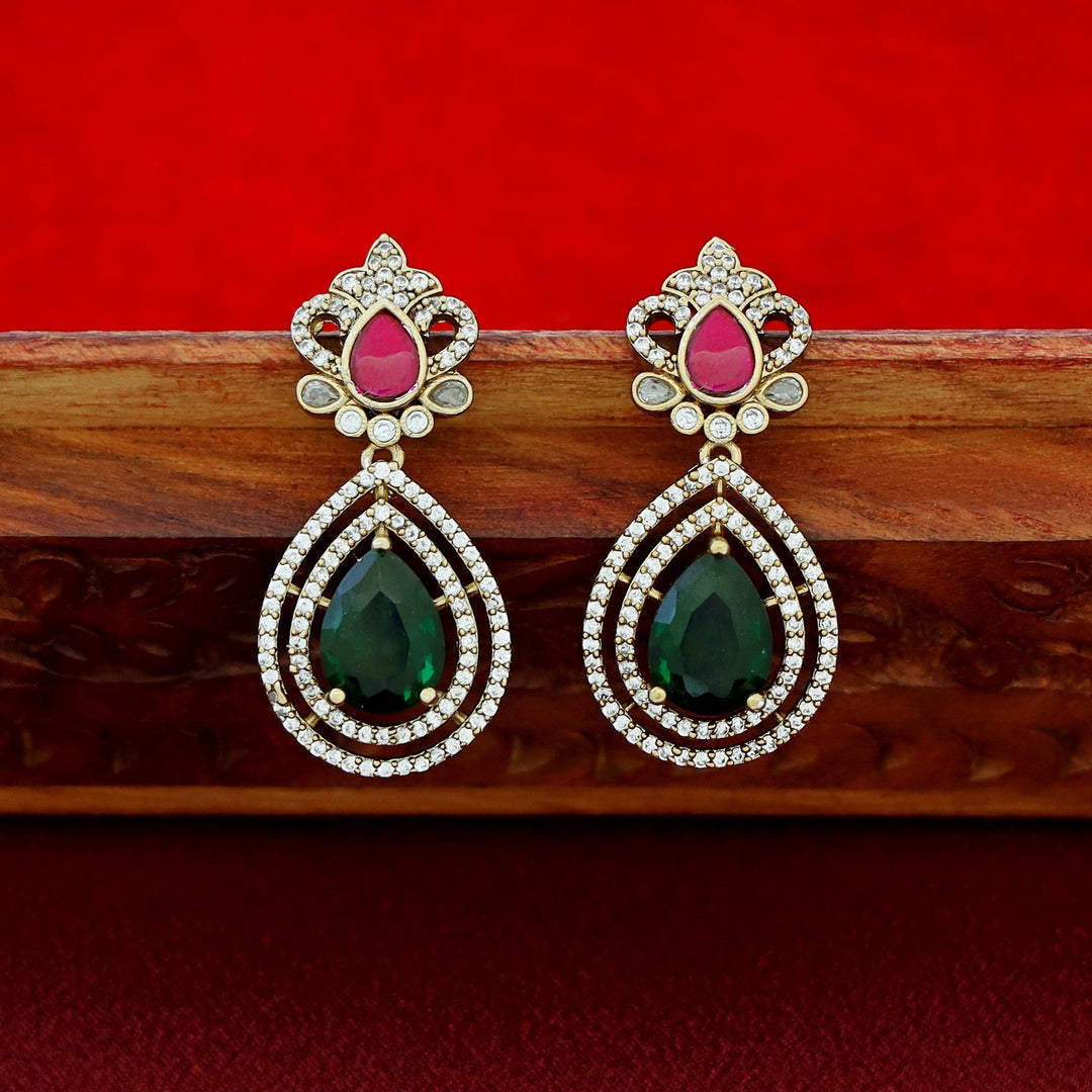 Airavath AD Stone Stiff Wing Neckpiece With Earring