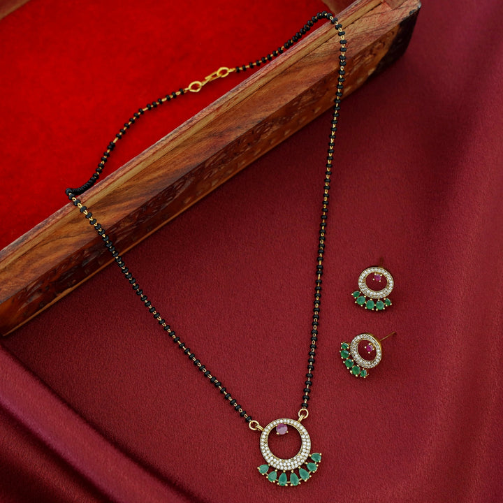 Bhumi Circle Pendant AD Stone Mangalsutra With Stud