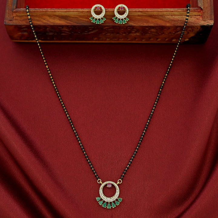 Bhumi Circle Pendant AD Stone Mangalsutra With Stud