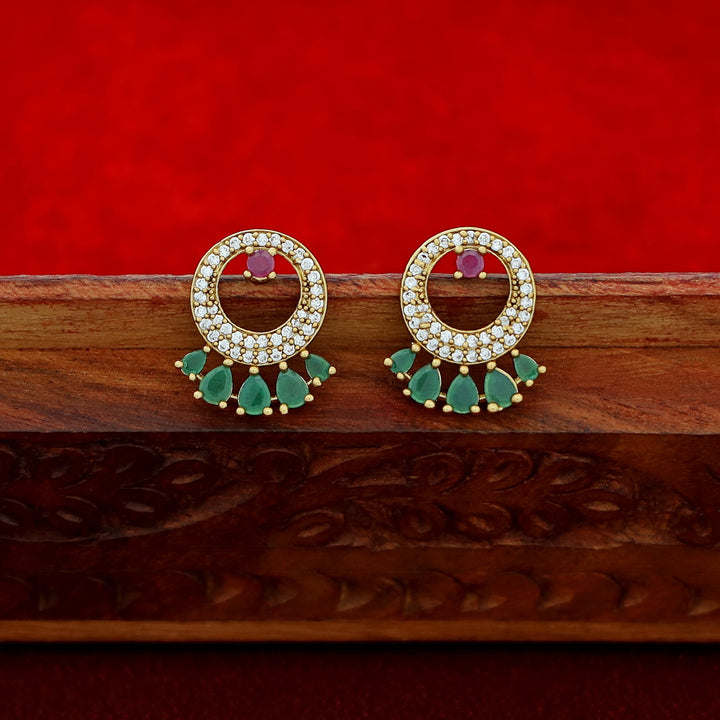 Bhumi Circle Pendant AD Stone Mangalsutra With Stud