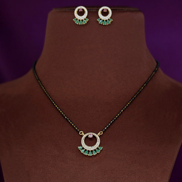 Bhumi Circle Pendant AD Stone Mangalsutra With Stud