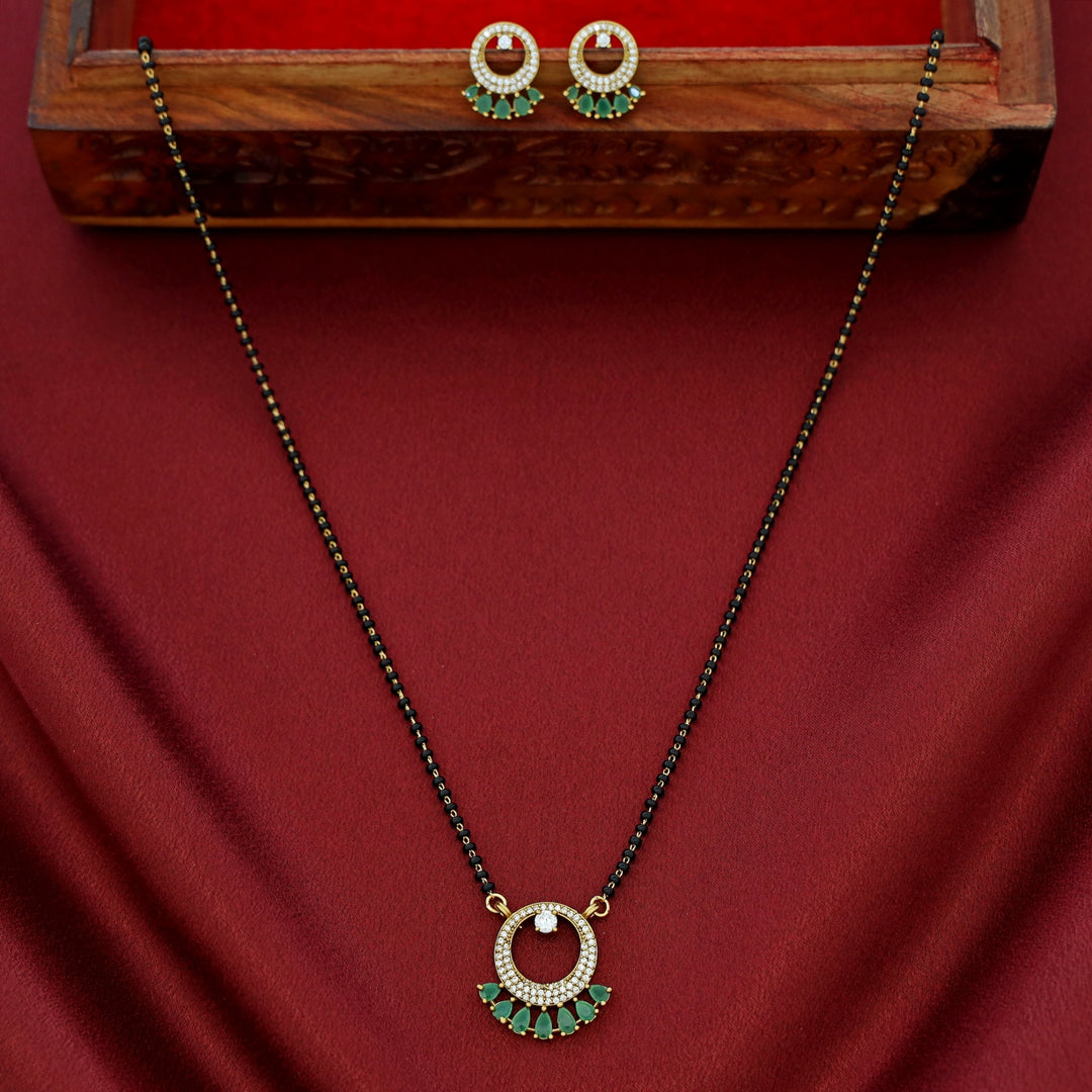 Bhumi Circle Pendant AD Stone Mangalsutra With Stud