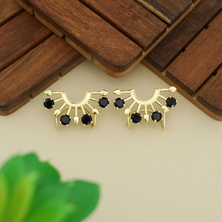 Elsie Half Circle Glossy Rays Ear-Cuff (Set Of 2)