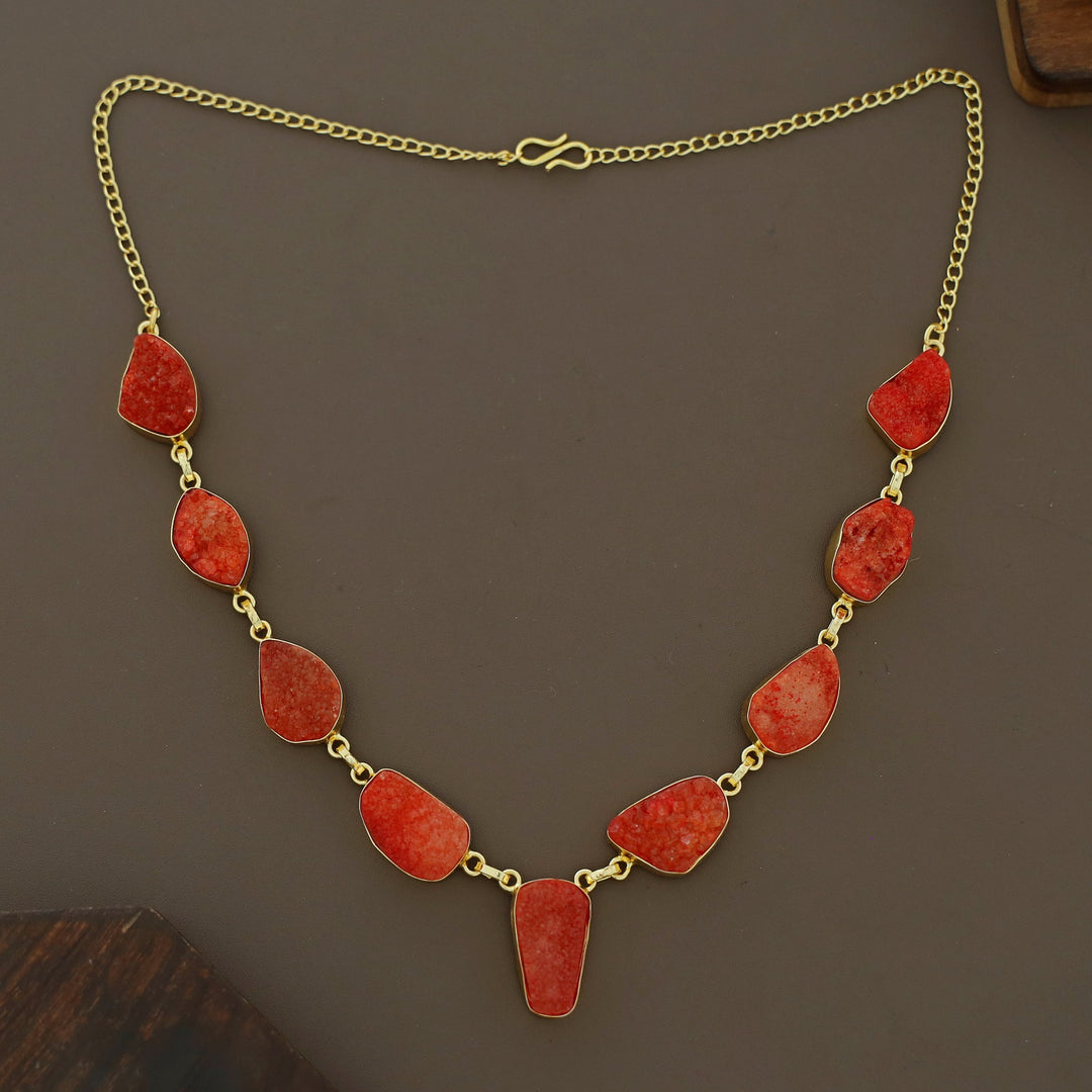 Nishka Golden Druzy Stone Neckpiece