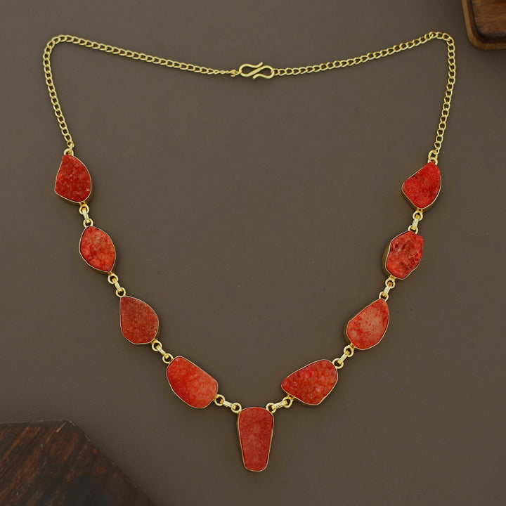 Nishka Golden Druzy Stone Neckpiece